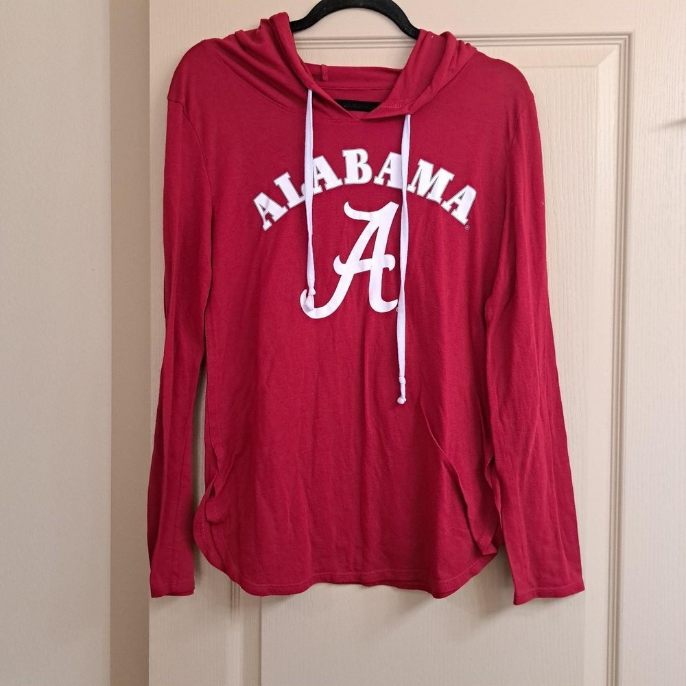 Alabama Crimson Tide red long sleeve shirt small loose fitting red white hood